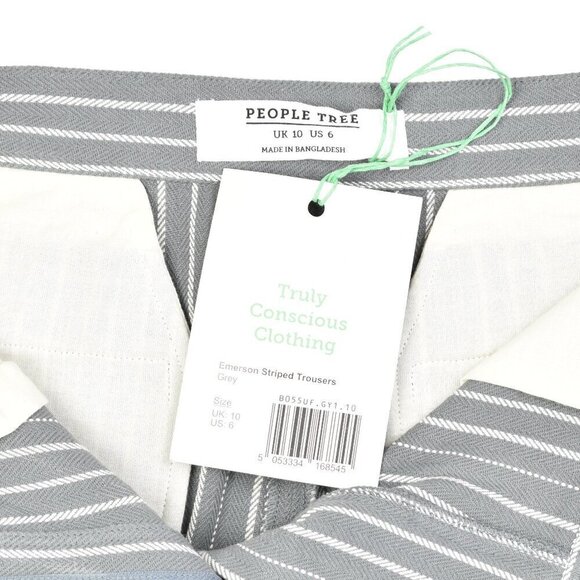 People Tree Emerson Striped Trousers Gray NEW - 6 - Picture 7 of 7